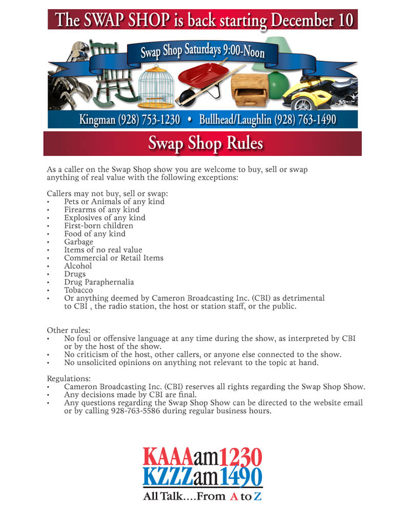 Swap Shop Rules