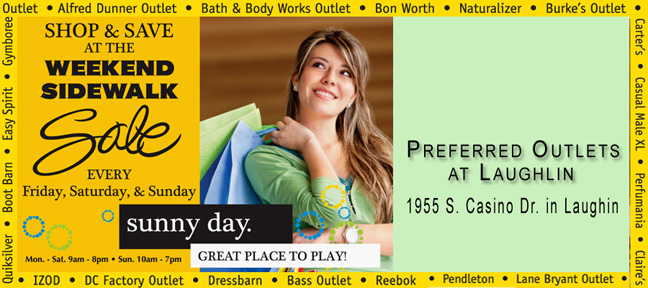 Shop & Save at the Weekend Sidewalk Sale at the Preferred Outlets at Laughlin